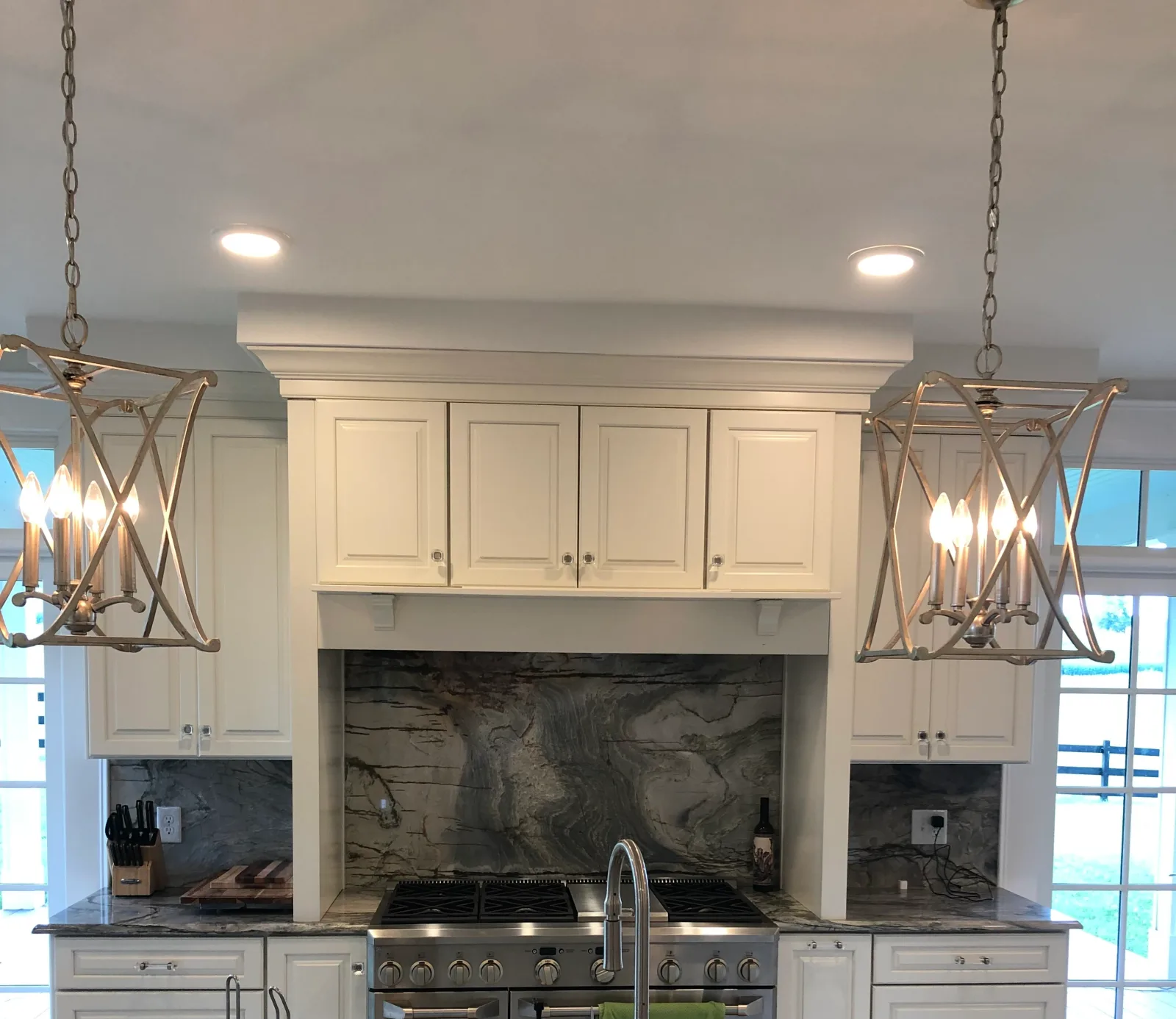 Kitchen cabinetry, range and island